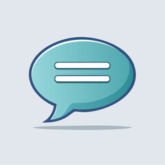 Turquoise Speech Bubble with Text Icon, Cartoon Vector Communication Symbol