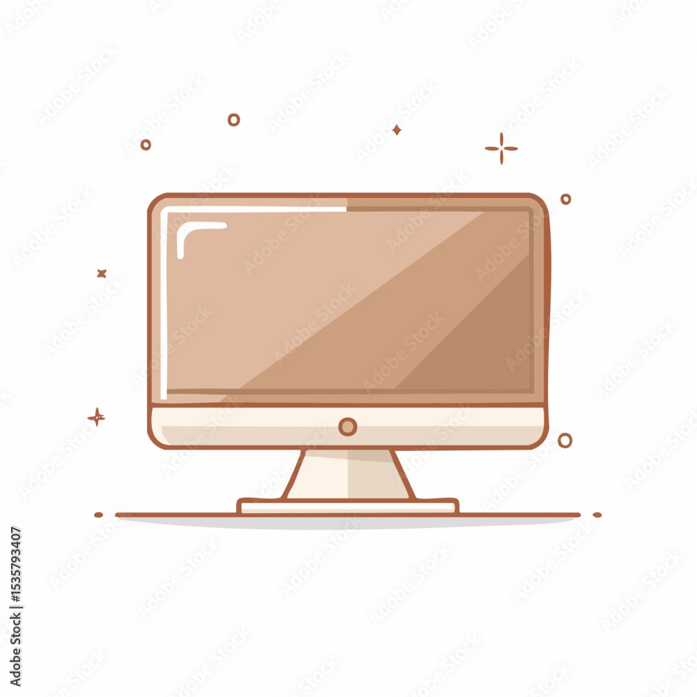 Aufkleber flat design desktop computer illustration minimalist technology creative workspace graphic clean aes