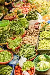 Fruit on a market stall in the streets of Hanoi