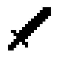 Fototapeta premium Retro pixel sword in abstract collage style with paper grain