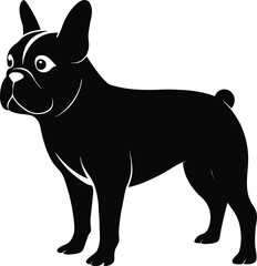 French bulldog silhouette icon on transparent background