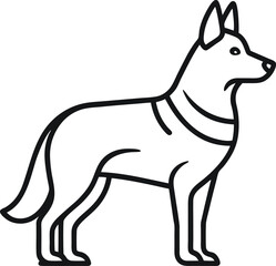 German shepherd outline icon on transparent background