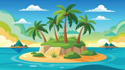 tropical beach with palm trees