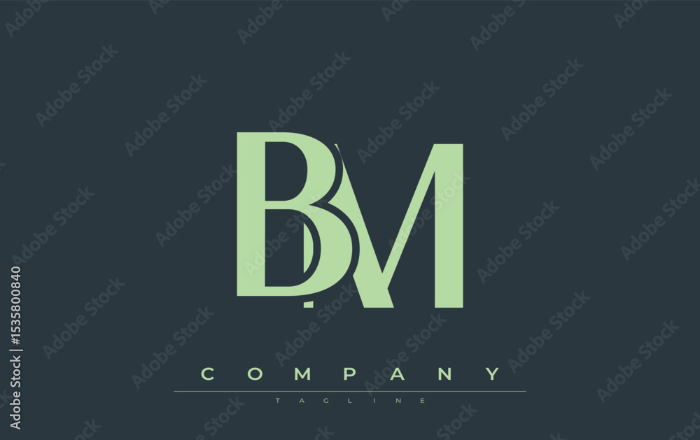 Fototapete bm modern initials logo design. branding logo with stylized initials showcasing bold design and mode