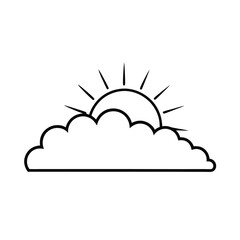 Sun Behind Clouds graphic perfect for seasonal themes Vector illustration