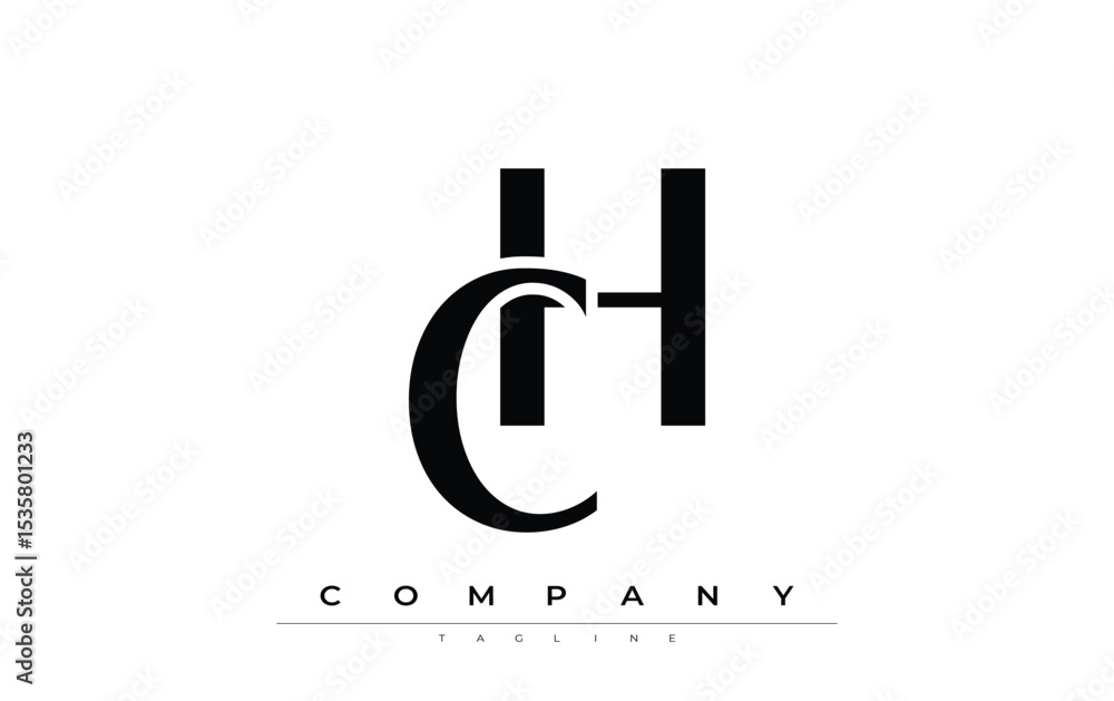 Fototapete ch modern initials logo design. branding logo with stylized initials showcasing bold design and mode