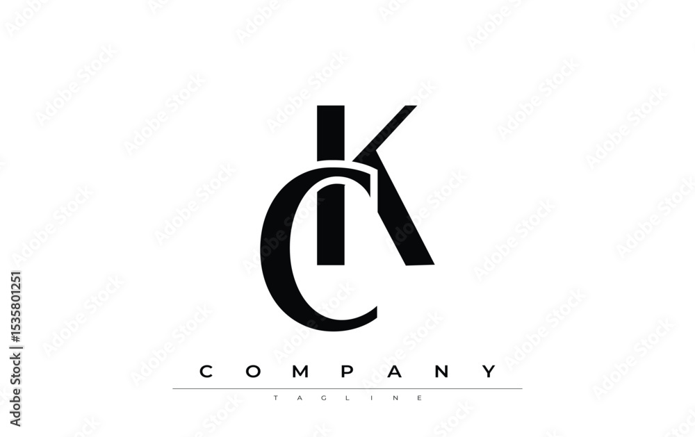 Fototapete ck modern initials logo design. branding logo with stylized initials showcasing bold design and mode