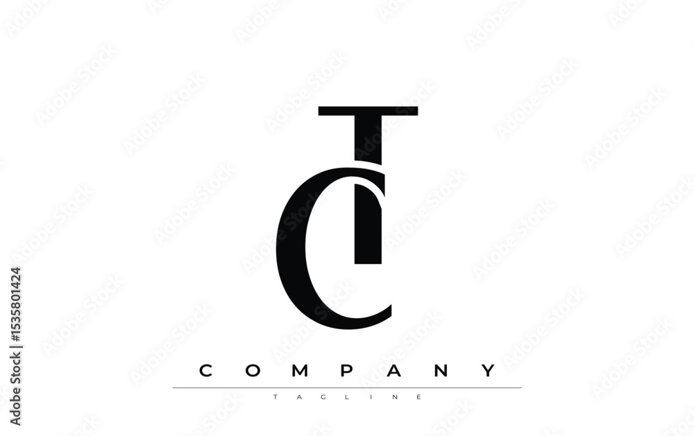 Fototapete ct modern initials logo design. branding logo with stylized initials showcasing bold design and mode