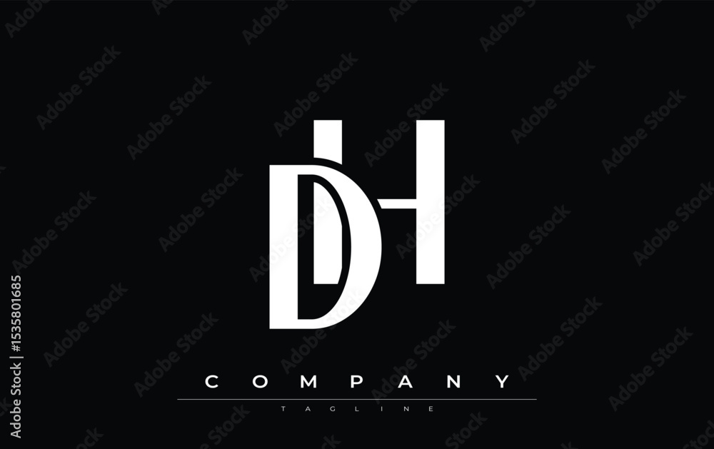 Fototapete dh modern initials logo design. branding logo with stylized initials showcasing bold design and mode