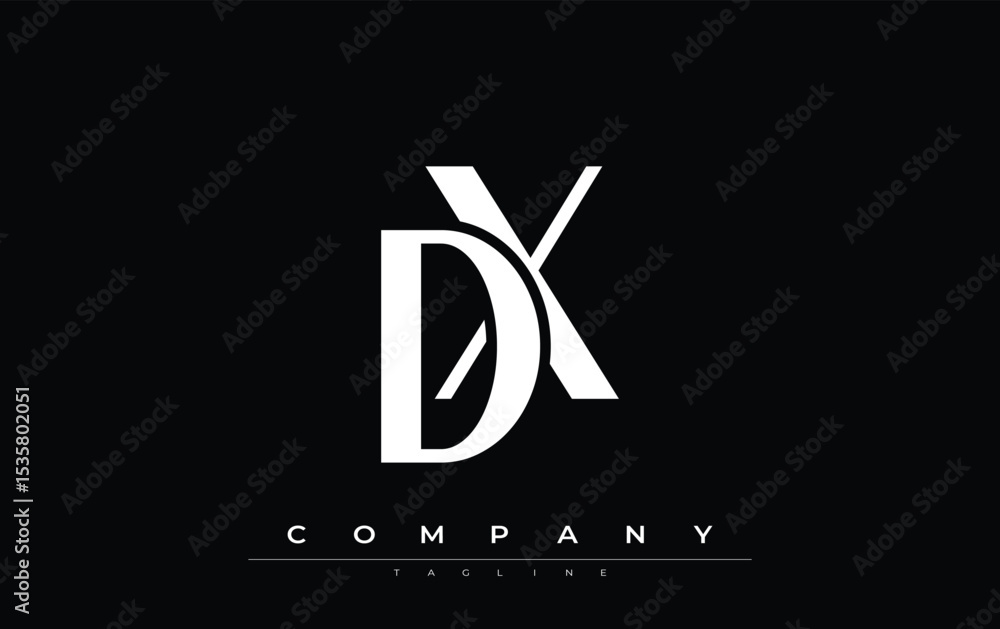Fototapete dx modern initials logo design. branding logo with stylized initials showcasing bold design and mode