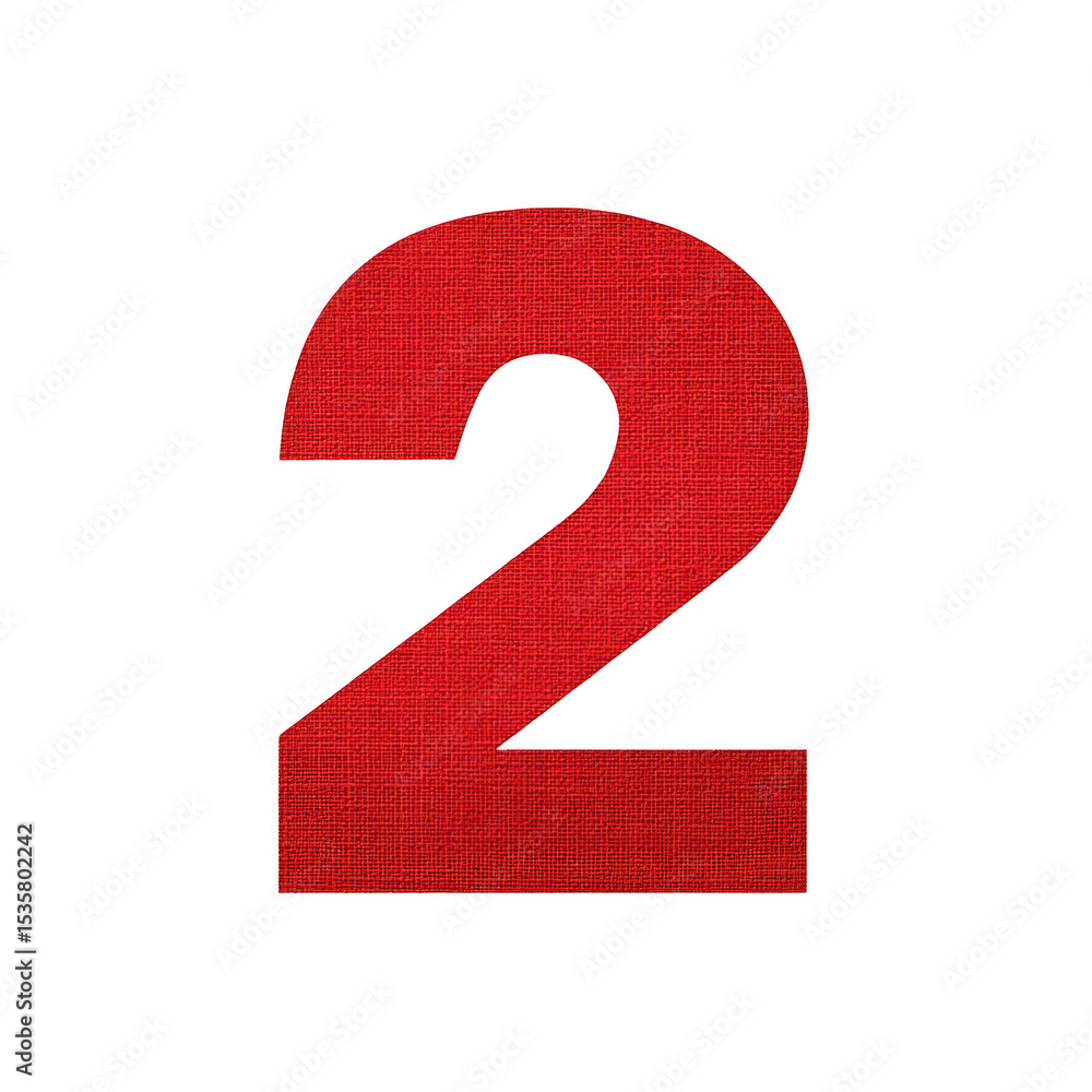 Poster image shows large red number two on plain background. number is bold and textured, standing out clea