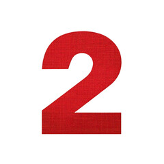 Image shows large red number two on plain background. number is bold and textured, standing out clearly against backdrop. Red number two on plain background, bold and textured