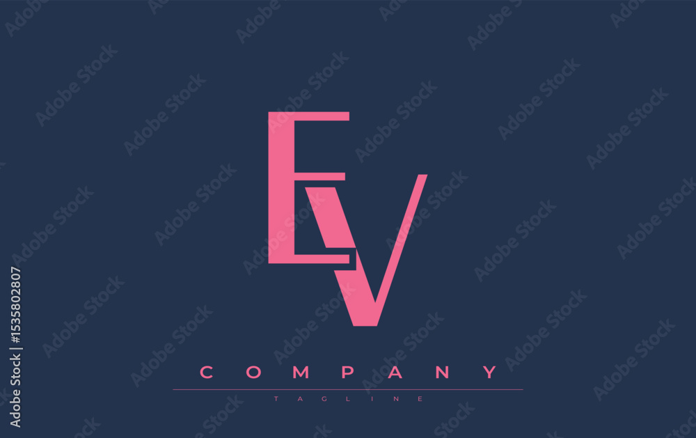 Fototapete ev modern initials logo design. branding logo with stylized initials showcasing bold design and mode