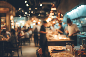 Blurred Restaurant Background with People - Generative AI.