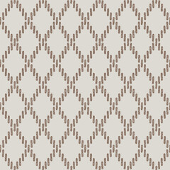 A Geometric Design of Sage Textured Diamonds Arranged on an Off White Ecru Background creating a seamless pattern print