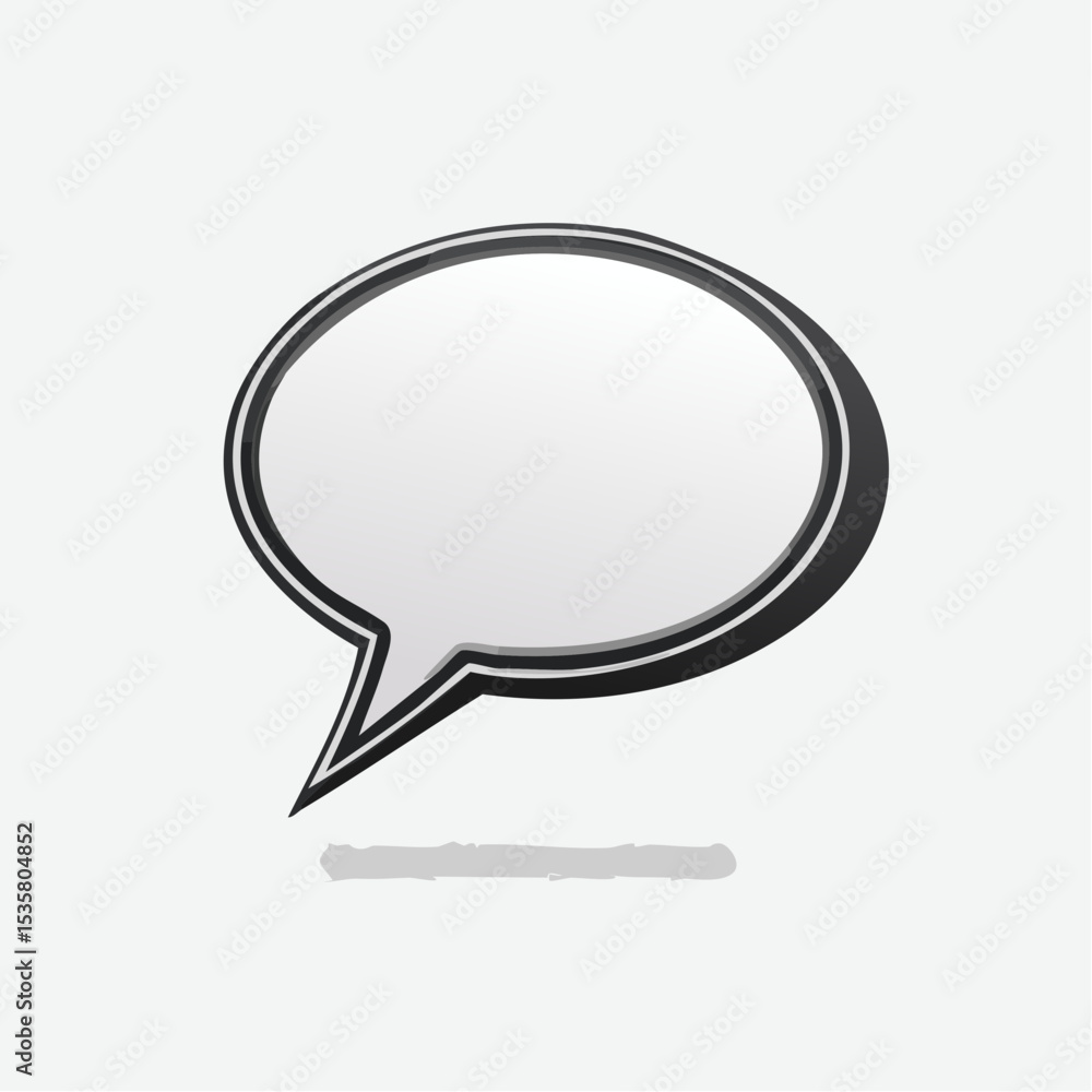 Aufkleber vector graphic of a speech bubble with a black outline and a subtle shadow