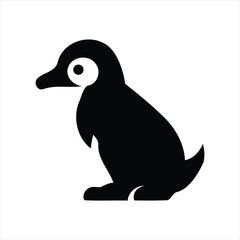 Fototapeta premium Black and white minimalist illustration of a sitting penguin vector design on a white background