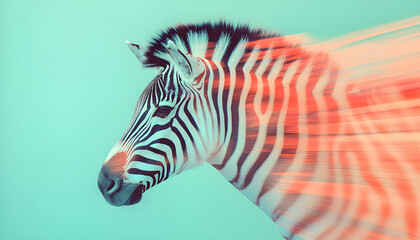 zebra head with red smoke. Rare Disease Day greeting card or banner design. Concept focuses on support, care, awareness, medicals, fight, genetic health, global medicine