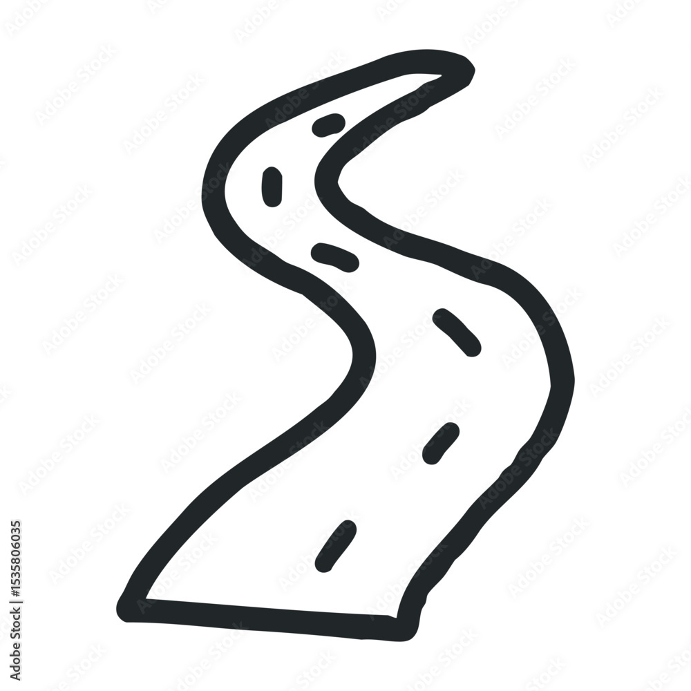 Aufkleber simple illustration of a curved path with a hand-drawn style – stock vector icon in line drawing sty