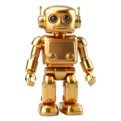 Golden Robot Toy Isolated White Background gold robot