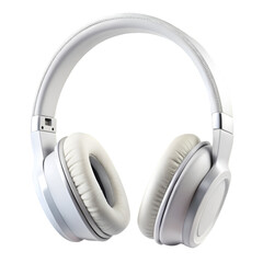 White Wireless Over Ear Headphones Isolated on White Background