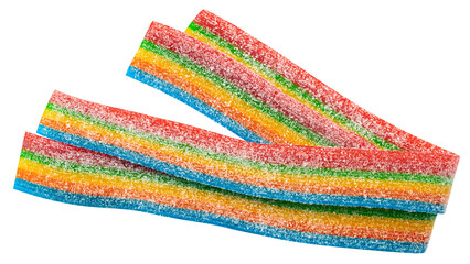 Gummy candy stripe, isolated on white background, full depth of field