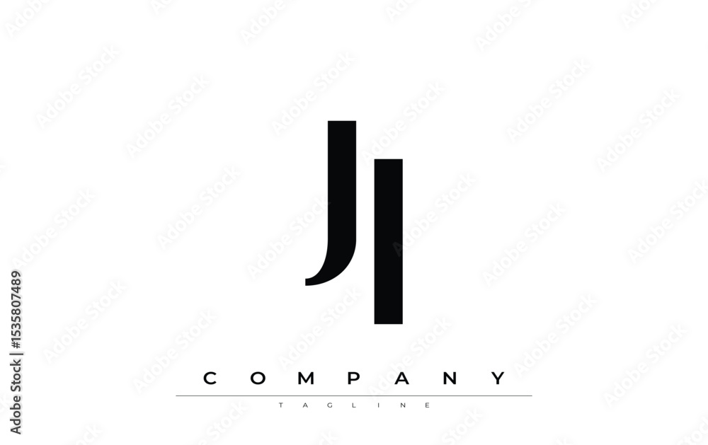 Fototapete ji modern initials logo design. branding logo with stylized initials showcasing bold design and mode