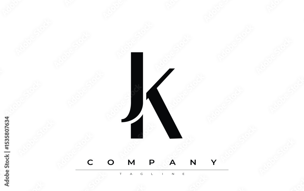 Fototapete jk modern initials logo design. branding logo with stylized initials showcasing bold design and mode