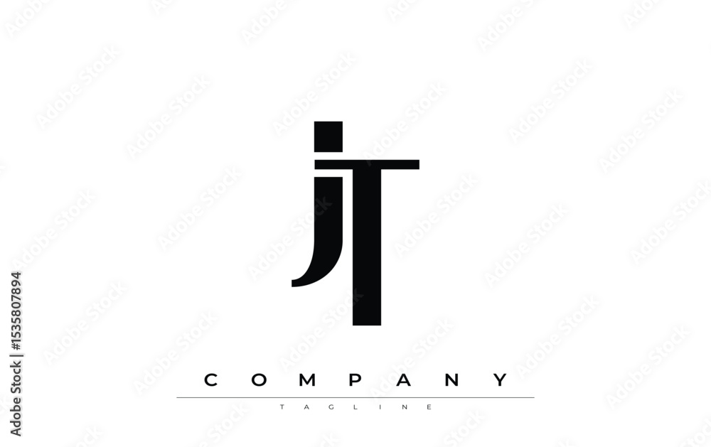 Fototapete jt modern initials logo design. branding logo with stylized initials showcasing bold design and mode