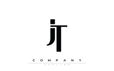 JT Modern Initials Logo Design. Branding logo with stylized initials showcasing bold design and modern aesthetic. Ideal for professional business branding or creative projects focusing on minimalistic