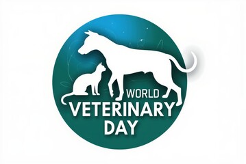 world veterinary day logo with cat and dog