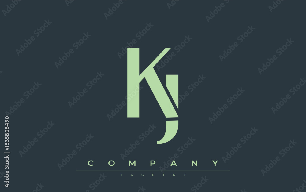 Fototapete kj modern initials logo design. branding logo with stylized initials showcasing bold design and mode