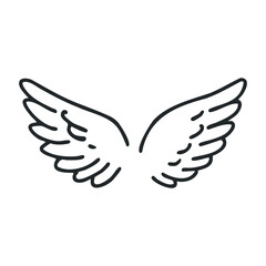 Fototapeta premium Hand-drawn angel wings icon - simple winged insect design – stock vector icon in line drawing style