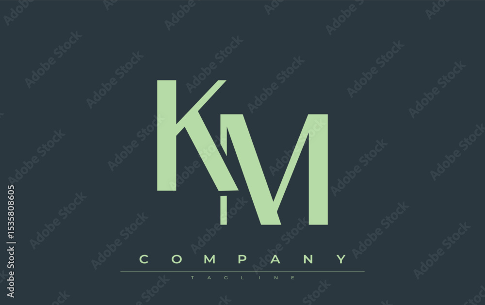 Fototapete km modern initials logo design. branding logo with stylized initials showcasing bold design and mode