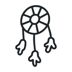 Obraz premium Minimalist dream catcher illustration with feather details – stock vector icon in line drawing style