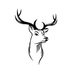 Minimalist Deer Head Illustration 