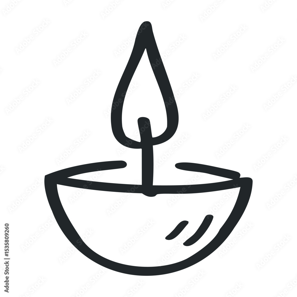 Poster simple line drawing of a candle with flame in a minimalist style – stock vector icon in line drawing
