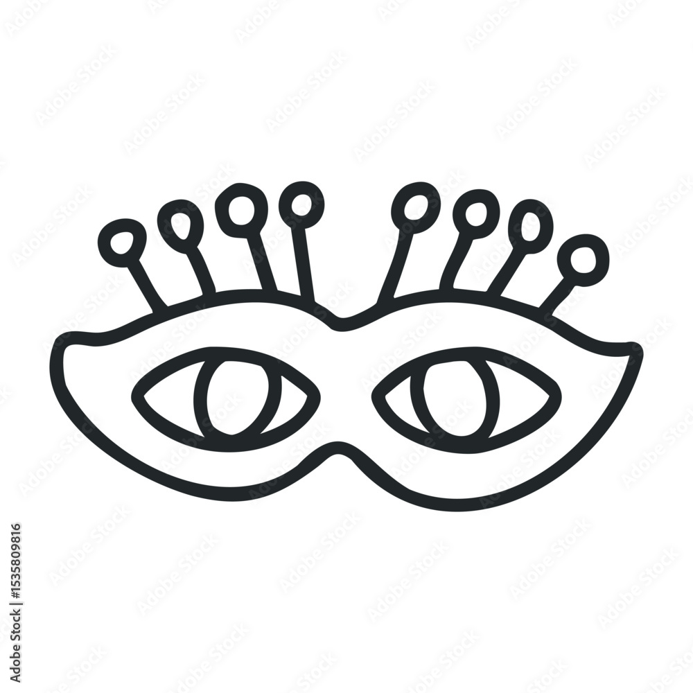 Poster abstract eye mask with unique circular patterns and eyelashes – stock vector icon in line drawing st