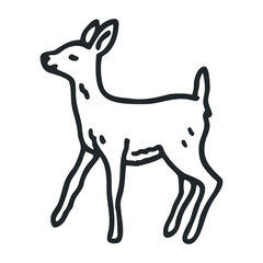 Obraz premium Hand-drawn outline of deer fawn in minimalist style – stock vector icon in line drawing style