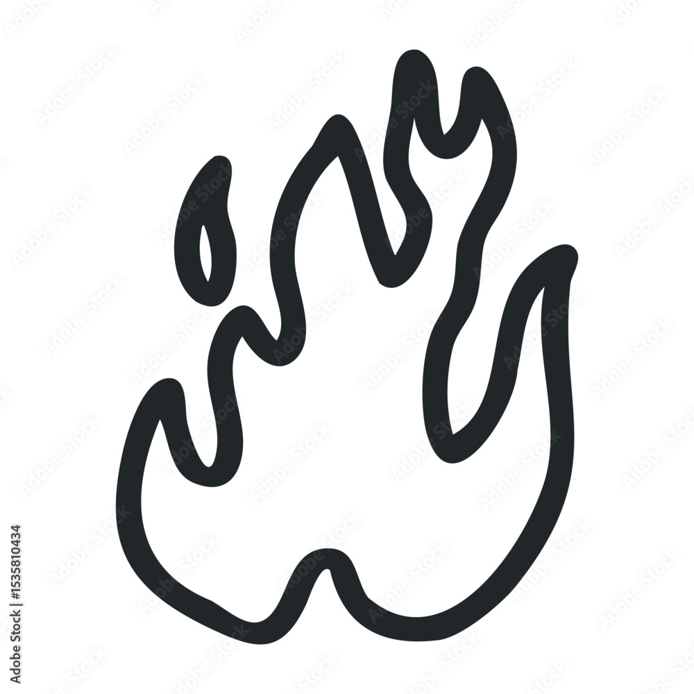 Poster simple flame icon illustration with minimalist design style – stock vector icon in line drawing styl