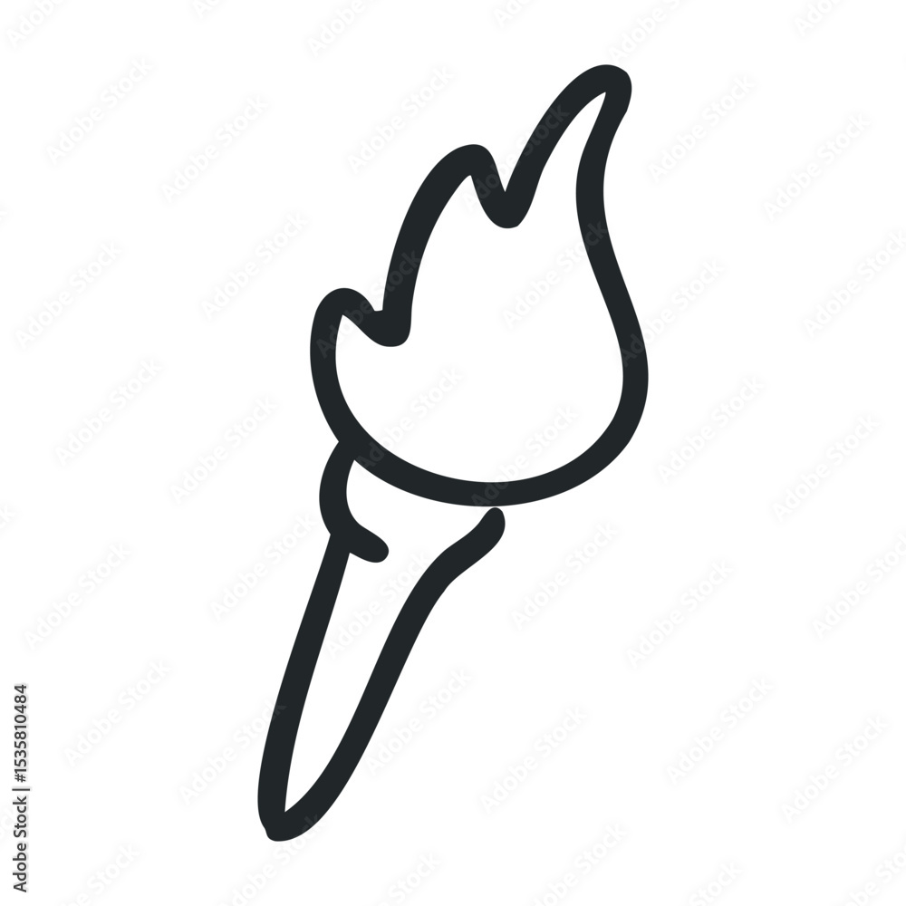 Aufkleber simple line art of burning torch drawing – stock vector icon in line drawing style