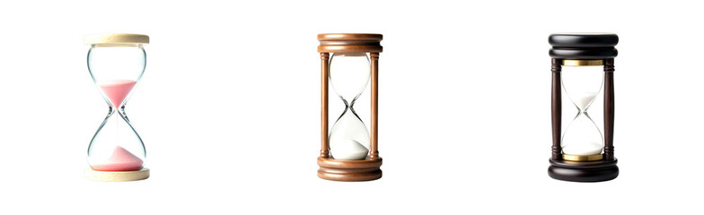 Timeless hourglasses showcasing the passage of time studio setting product minimalist environment cut out set