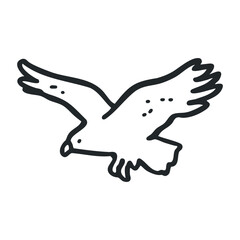 Obraz premium Line drawing of a soaring eagle with outstretched wings – stock vector icon in line drawing style