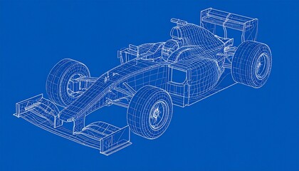 F1 Race Car Blueprint Vector
