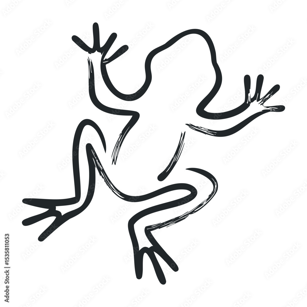 Aufkleber silhouette of a frog in dynamic pose with minimalist design – stock vector icon in line drawing styl