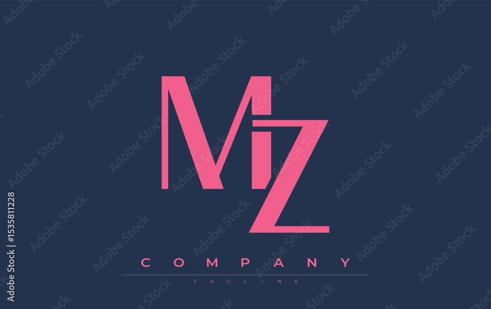 Fototapete mz modern initials logo design. branding logo with stylized initials showcasing bold design and mode