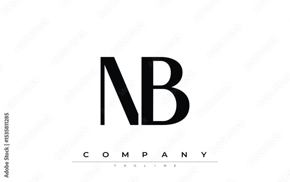 Fototapete nb modern initials logo design. branding logo with stylized initials showcasing bold design and mode