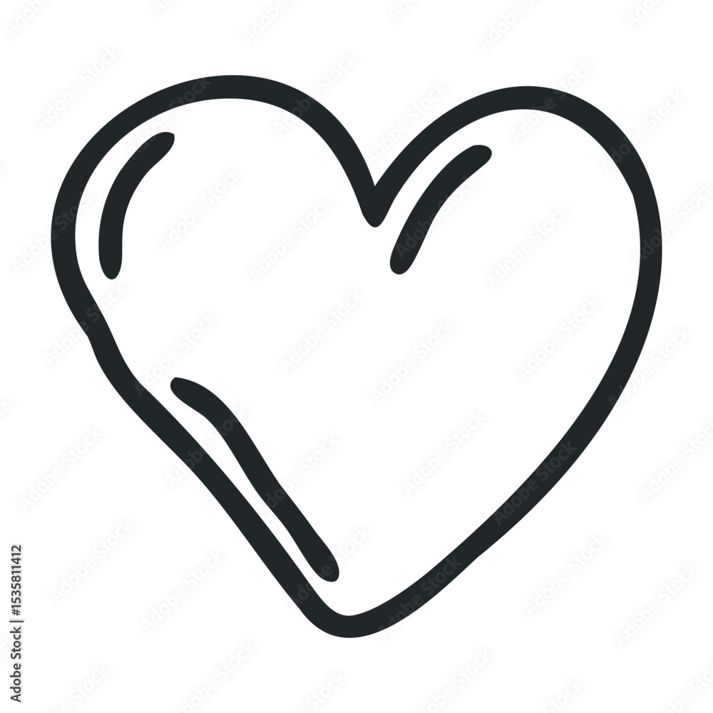 Poster simple line art of a heart symbol in black-white design – stock vector icon in line drawing style