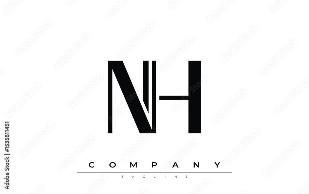 Fototapete nh modern initials logo design. branding logo with stylized initials showcasing bold design and mode