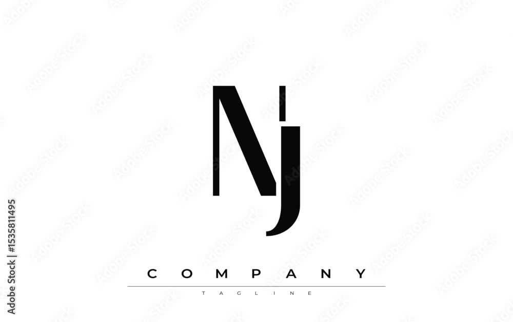 Fototapete nj modern initials logo design. branding logo with stylized initials showcasing bold design and mode